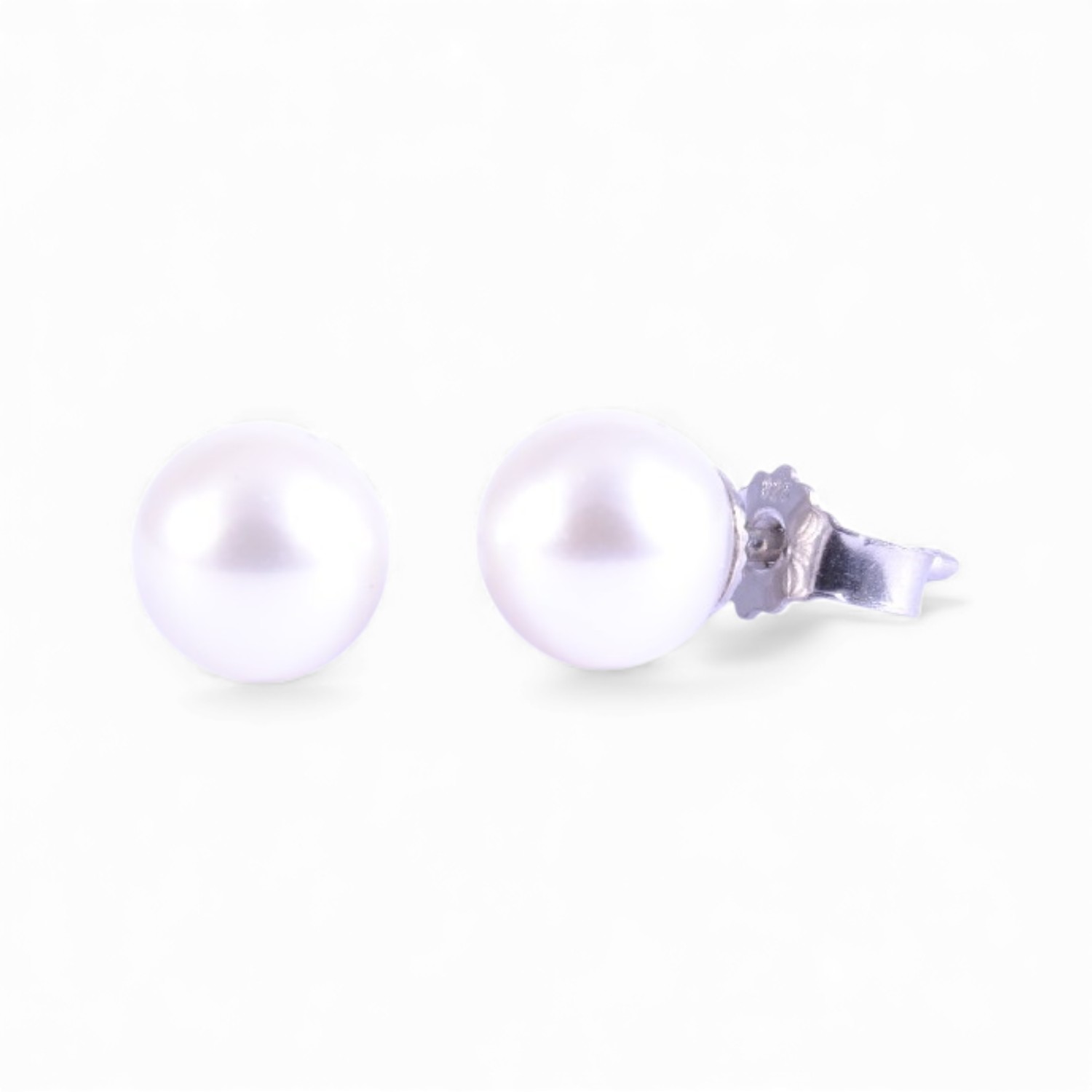 Schmidt Ohrstecker aus 925er Silber mit 7,5-8mm Süßwasser-Zuchtperle für Damen
