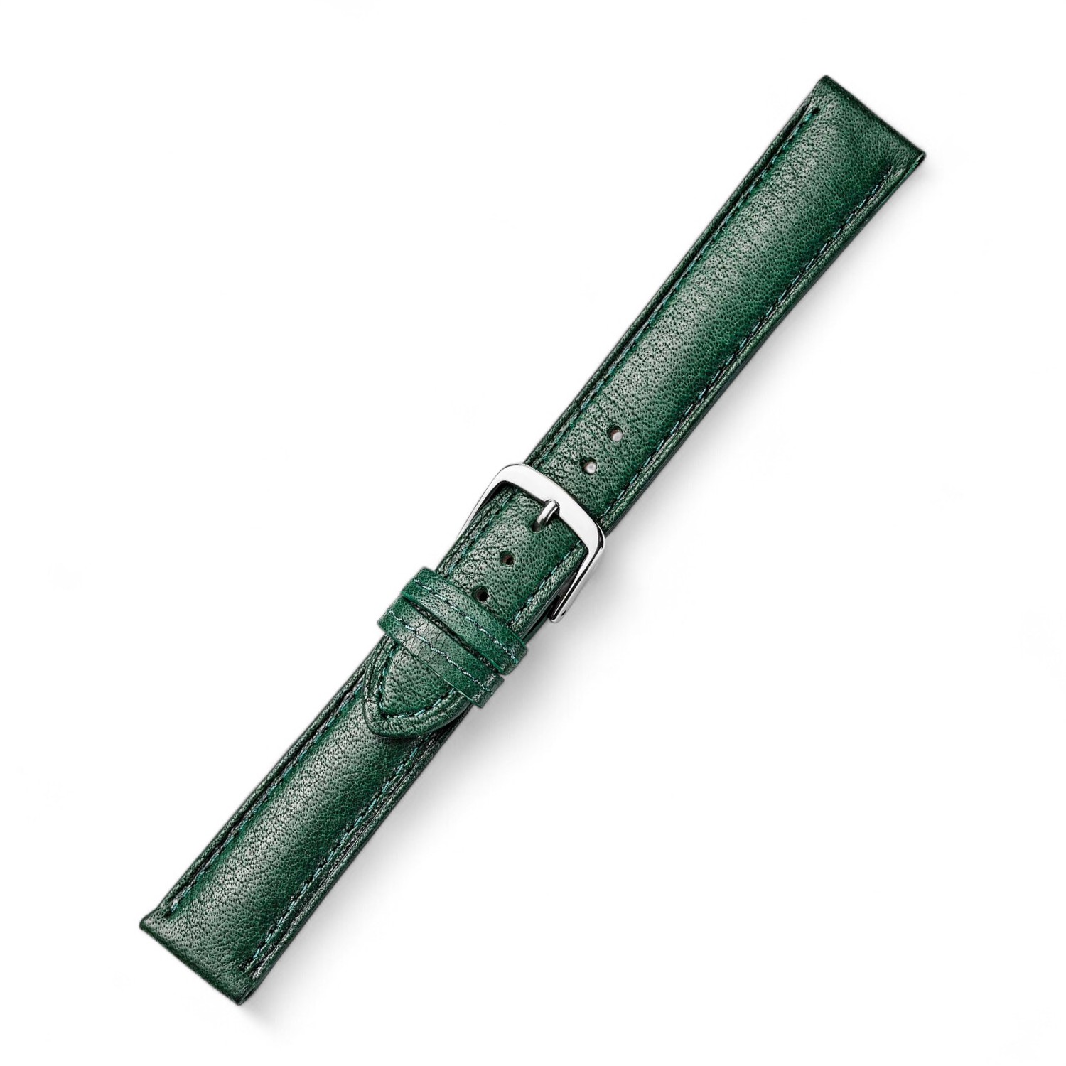 Schmidt Öko-Nappa Uhrenarmband Grün und Silber, Leder, 20mm Anstoßbreite