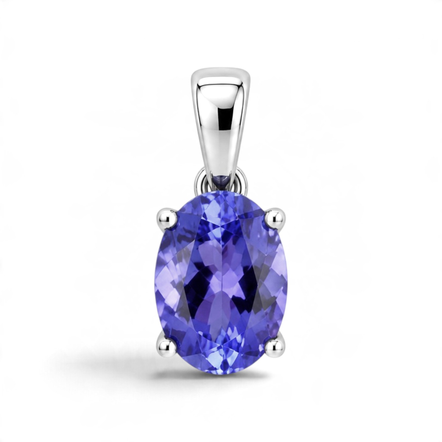 Schmidt Anhänger mit ovalem Tansanit 8x6 mm – Damen, 585 Weißgold, silberfarben/blau