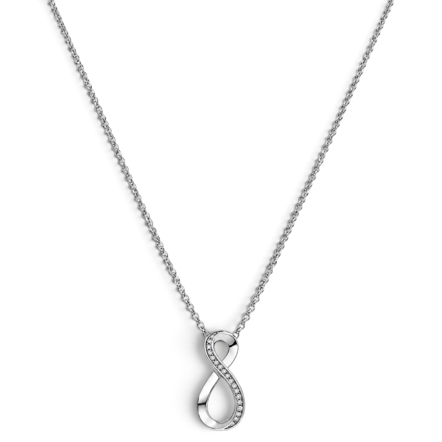 JETTE Kette INFINITY – 925 Silber, silberfarben mit Zirkonia, 45–48 cm, Damen