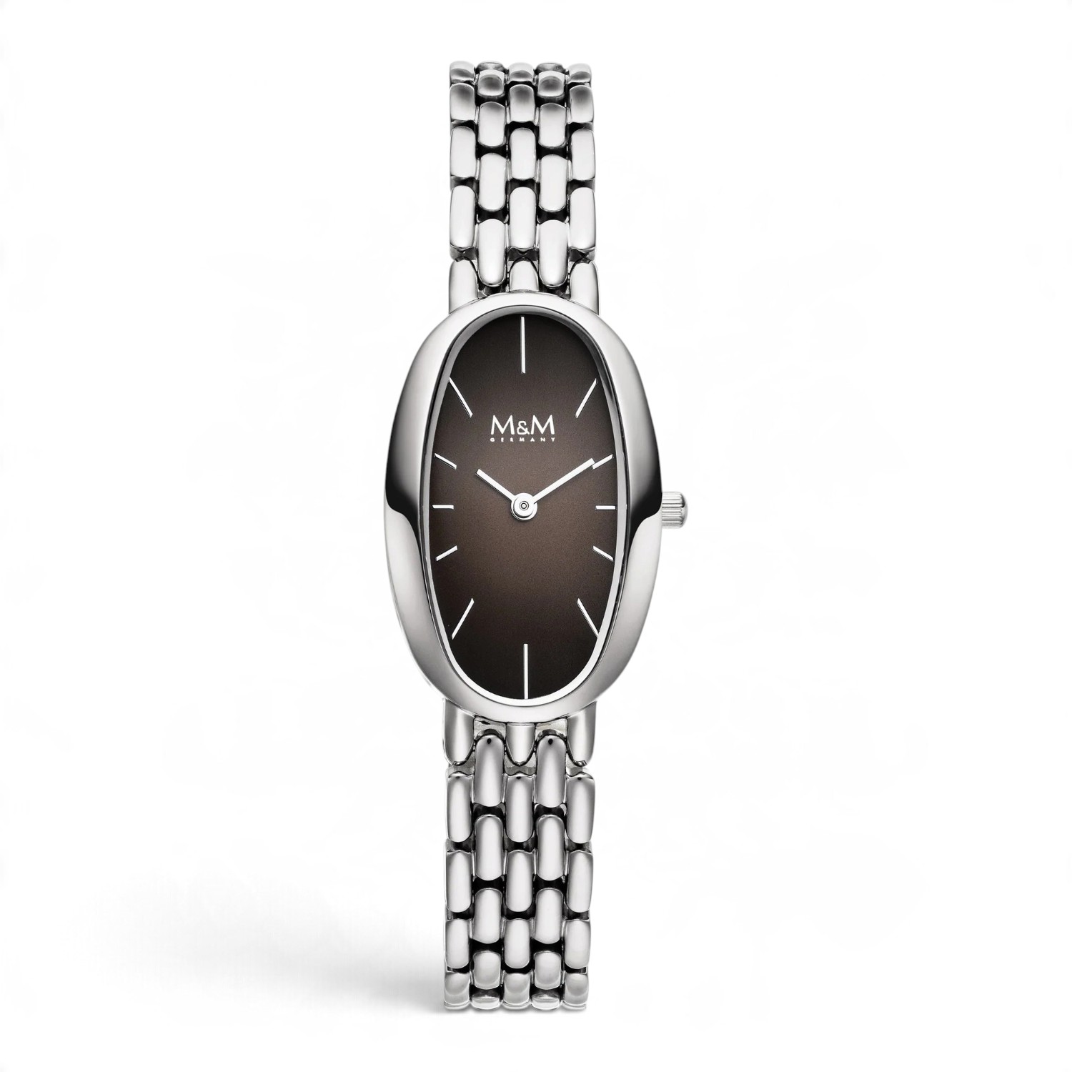 M&M Armbanduhr Ring-O retro Damen – Edelstahl silberfarben/schwarz, Quarz-Analog, 3 bar