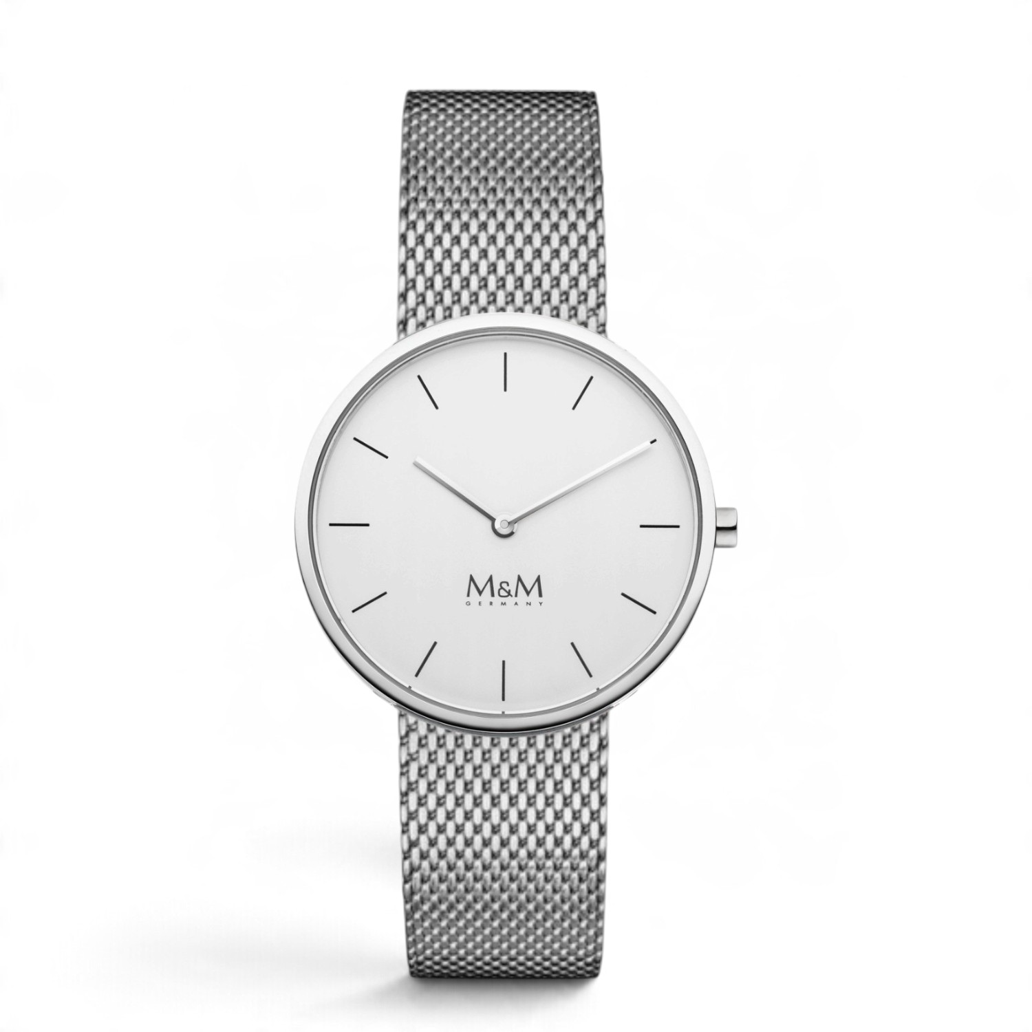 M&M Circle Line Damen-Armbanduhr 34 mm, Edelstahl silberfarben, Quarz-Analog, 3 bar