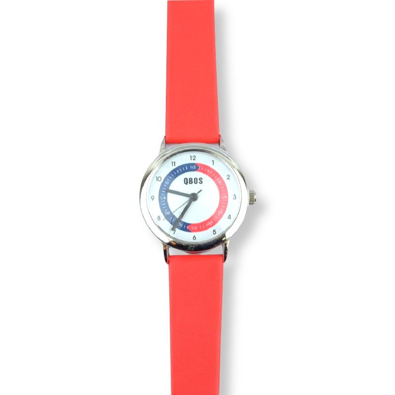 Schmidt Kinderuhr in Rot - Silber Kunststoff Armband, Metallgehäuse, Quarz-Analog