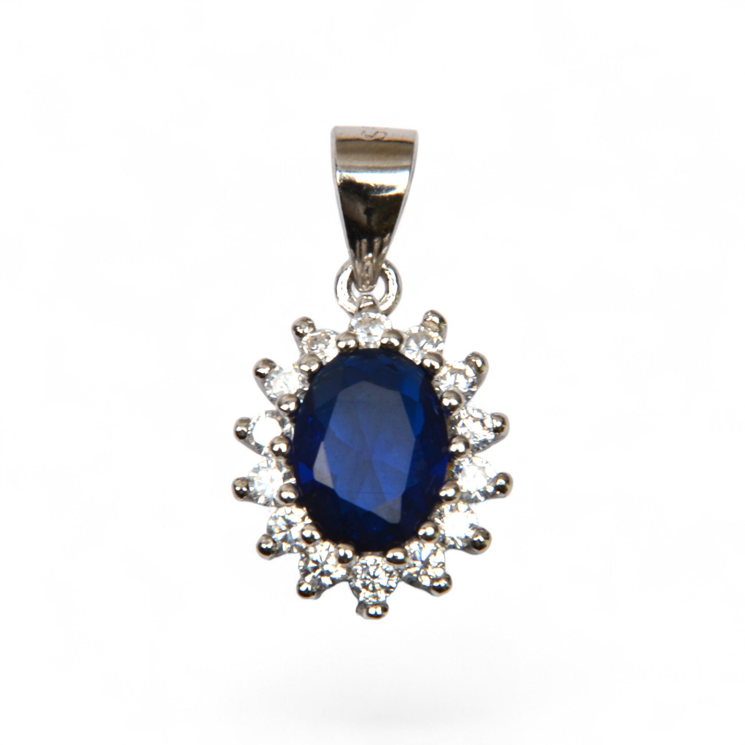 Schmidt Damen Anhänger Silber 925, Zirkonia Stein blau, 10x19mm