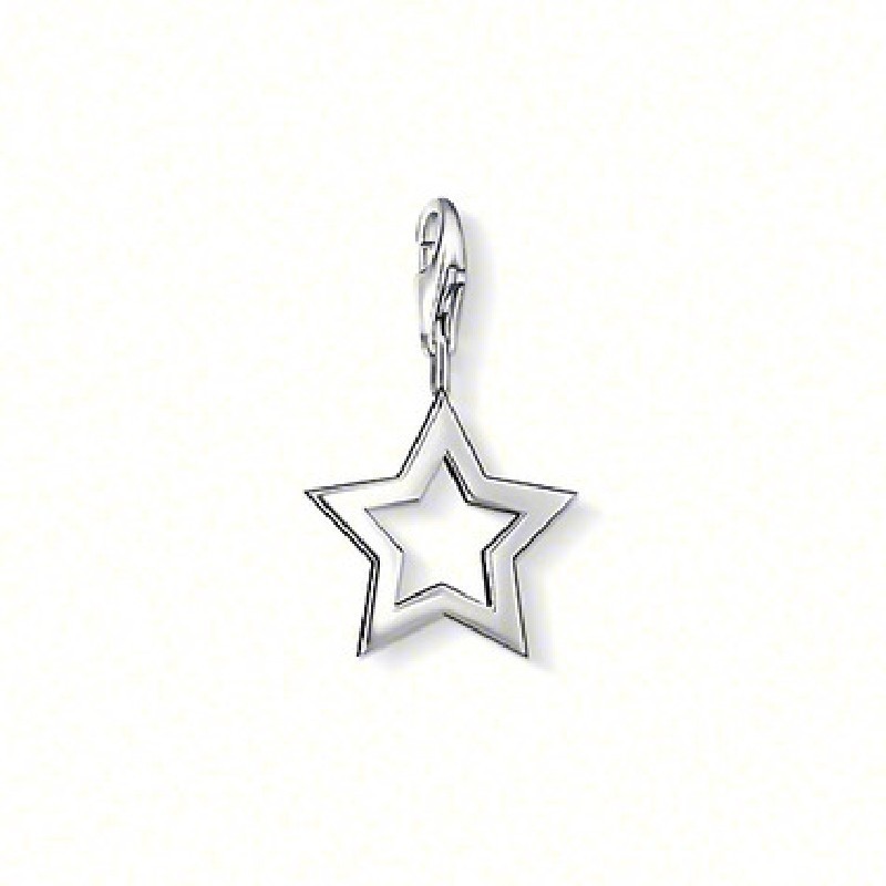 Thomas Sabo Charm-Anhänger Stern, 925 Silber, 27mm, für Damen und Kinder, silber