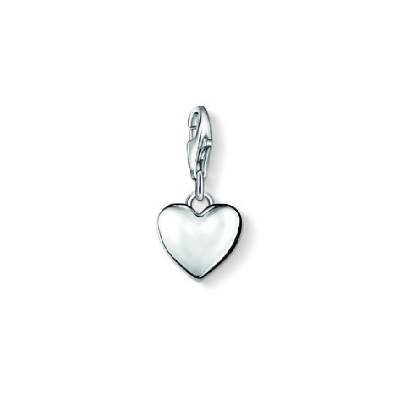 Thomas Sabo Charm-Anhänger Herz für Damen, 925 Silber, silberfarben, 20x10mm