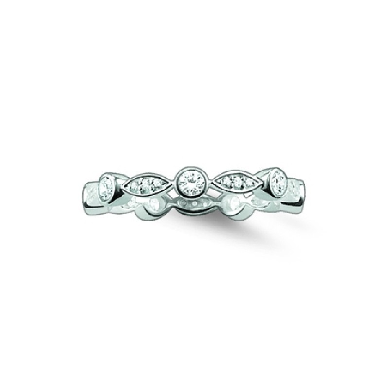 Thomas Sabo Damenring 925er Silber, Zirkonia Steinbesatz, Farbe Silber, Größe 52
