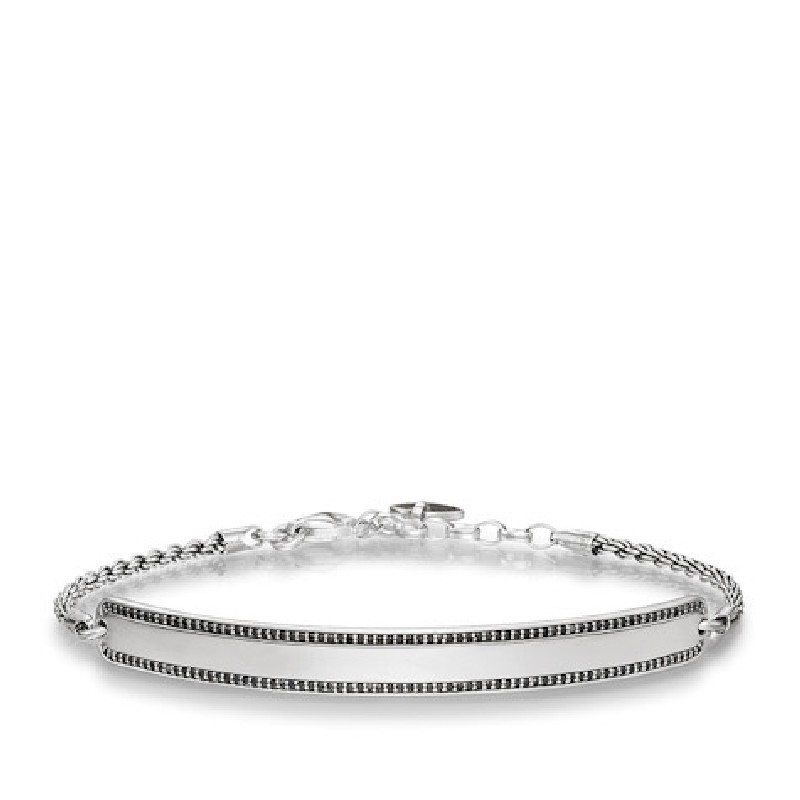 Thomas Sabo ID Armband für Damen, 925 Silber und Schwarz, Armschmuck