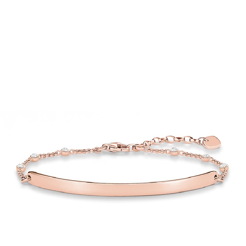 Thomas Sabo Damen ID Armband Roségold 925 Silber Zirkonia 16,5-19,5 cm