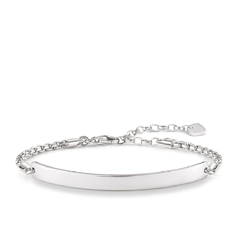 Thomas Sabo Damen ID Armband, 925 Silber, verstellbar 16,5-19,5 cm, Silberfarben