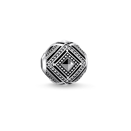 Thomas Sabo Bead Afrika Damen Armband Charm, 925 Silber, schwarz-silber
