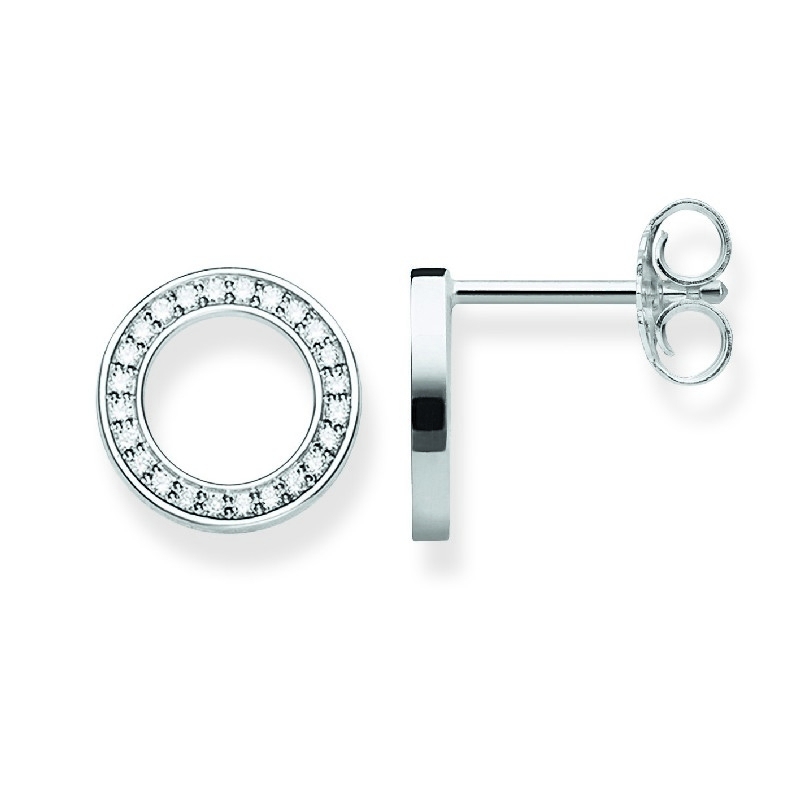 Thomas Sabo Ohrstecker Kranz aus 925 Silber mit Zirkonia für Damen, silberfarben, 10x10 mm
