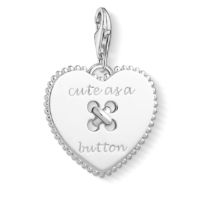 Thomas Sabo Charm-Anhänger Herz cute as a button, 925 Silber, Damen