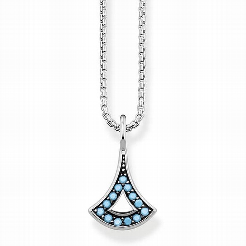 Thomas Sabo Damen Kette verstellbar 40/42,5/45 cm, Silber mit blauen Details