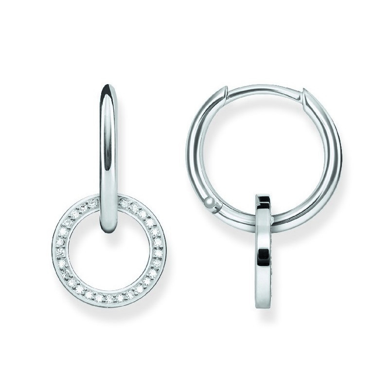 Thomas Sabo Damen Creolen in Silber 925 mit Zirkonia, Ø 15/10 mm