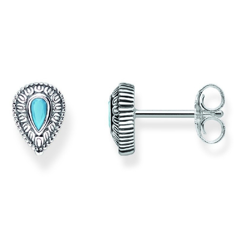 Thomas Sabo Damen Ohrstecker, Silber mit Blau, Eleganter Ohrschmuck