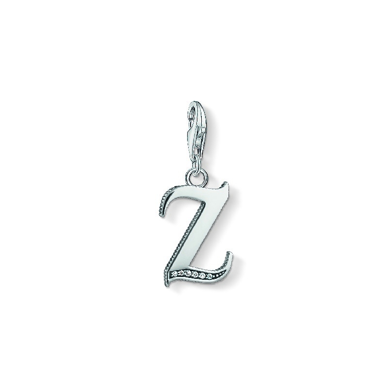 Thomas Sabo Charm-Anhänger Z für Damen, 925 Silber mit Zirkonia, silberfarben