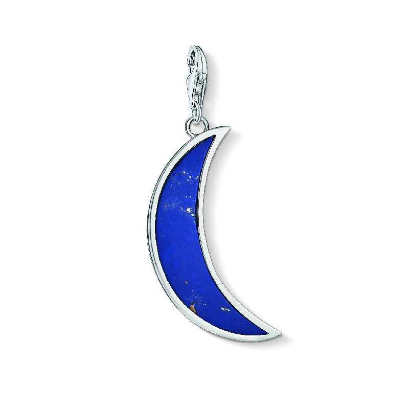 Thomas Sabo Charm-Anhänger Halbmond für Damen, silber mit blauem Akzent