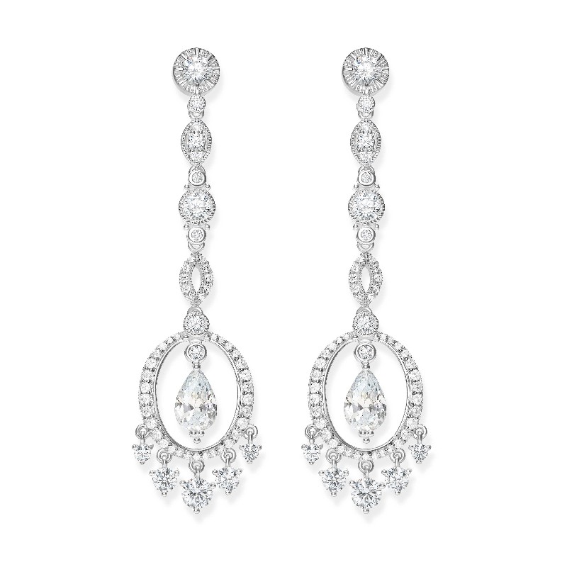 Thomas Sabo Damen Ohrhänger mit Steinen, silber - Eleganter Ohrschmuck