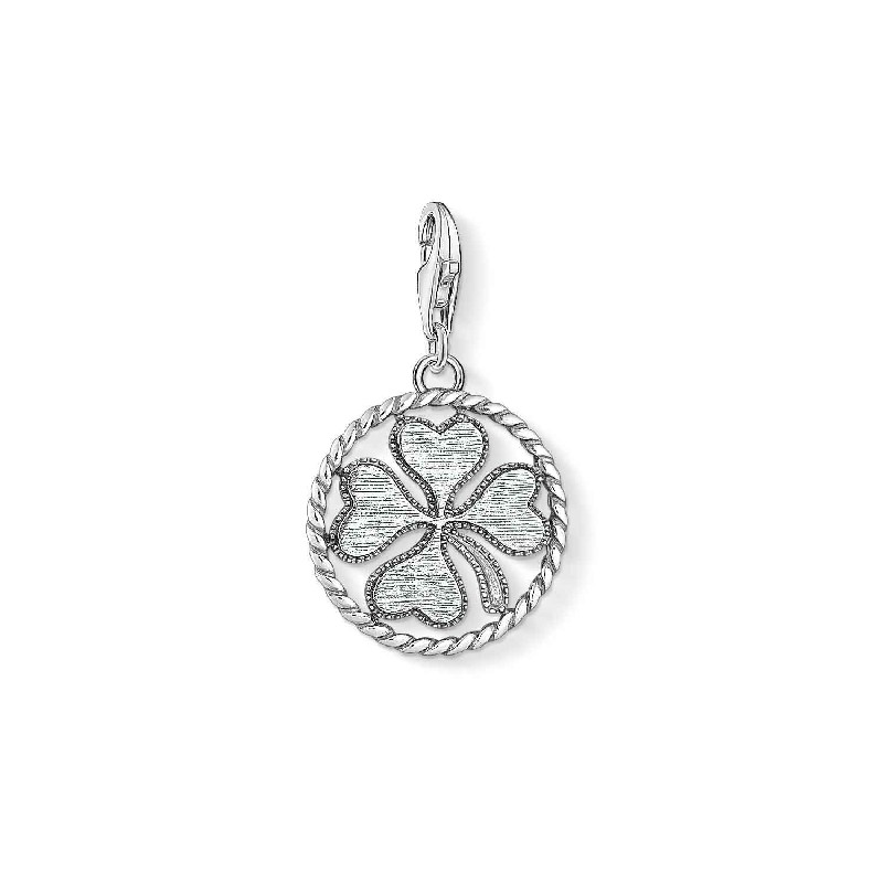 Thomas Sabo Damen Charm-Anhänger Coin Kleeblatt, 925 Silber, Silberfarben