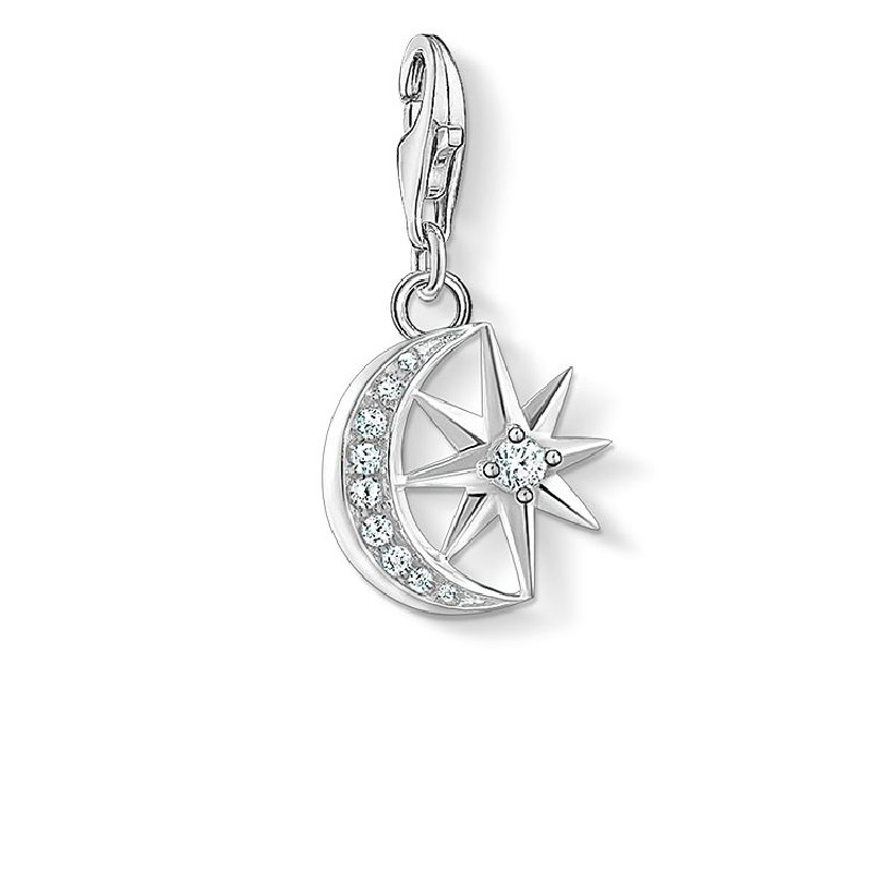 Thomas Sabo Charm-Anhänger Stern & Mond für Damen, Silber