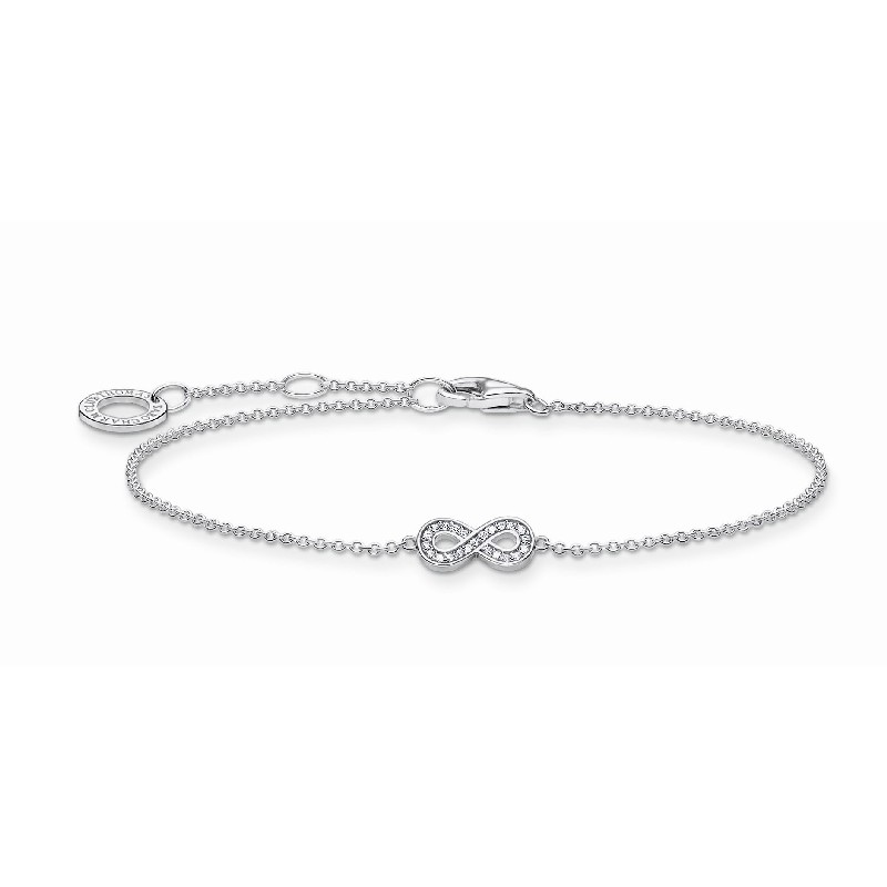 Thomas Sabo Armband Infinity – 925 Silber mit Zirkonia, silberfarben, Länge 16/17,5/19 cm