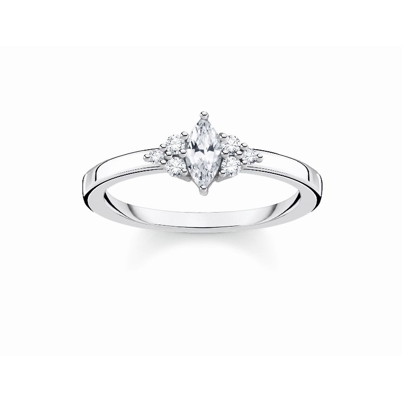 Thomas Sabo Damenring, 925 Silber mit Zirkonia, Ringgröße 54 - Silber