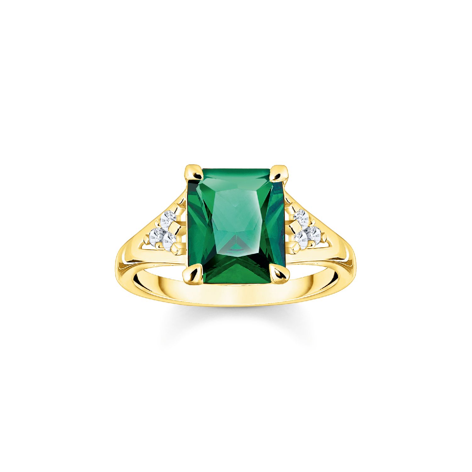 Ring mit grünen und weißen Steinen vergoldet