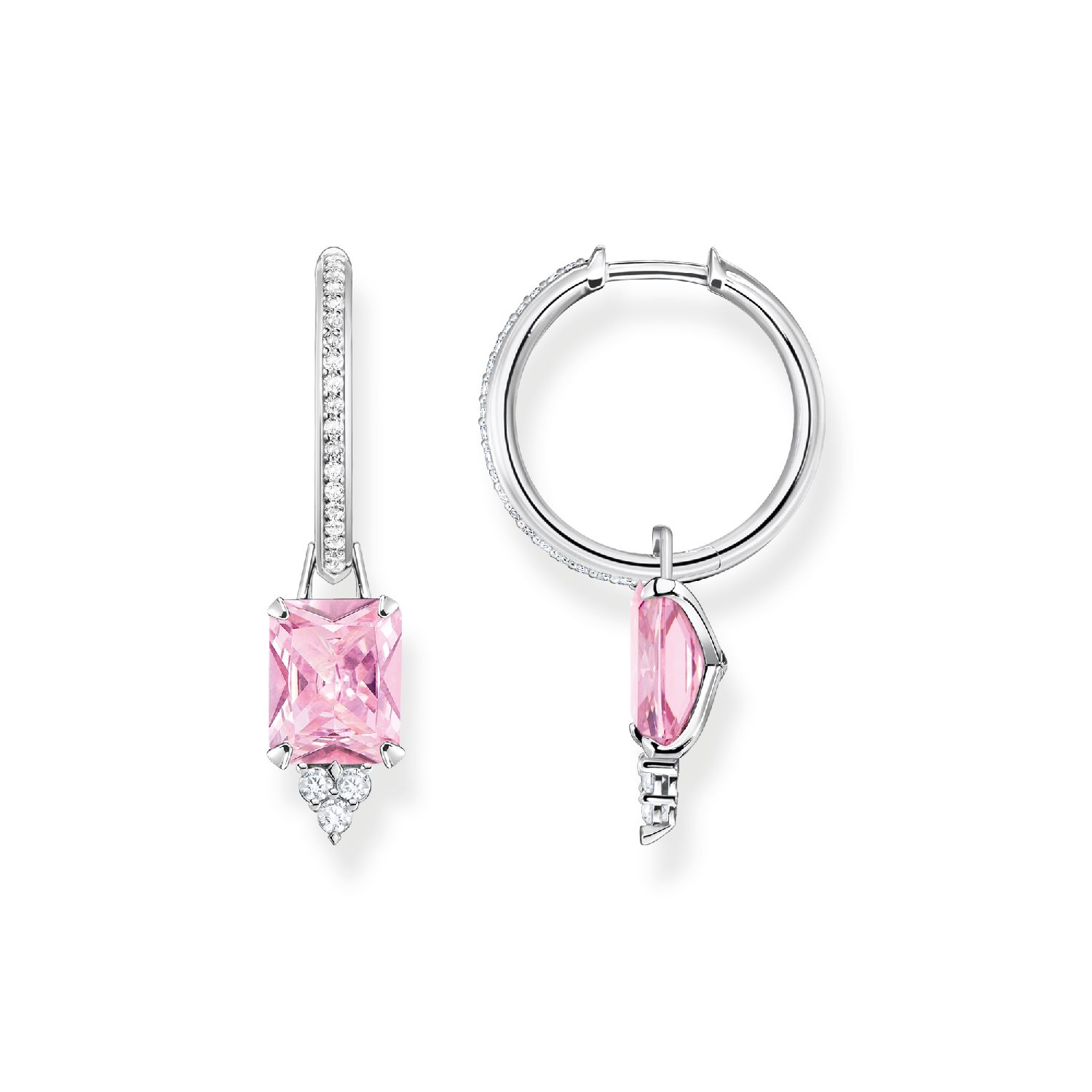 Creolen mit pinken und weißen Steinen