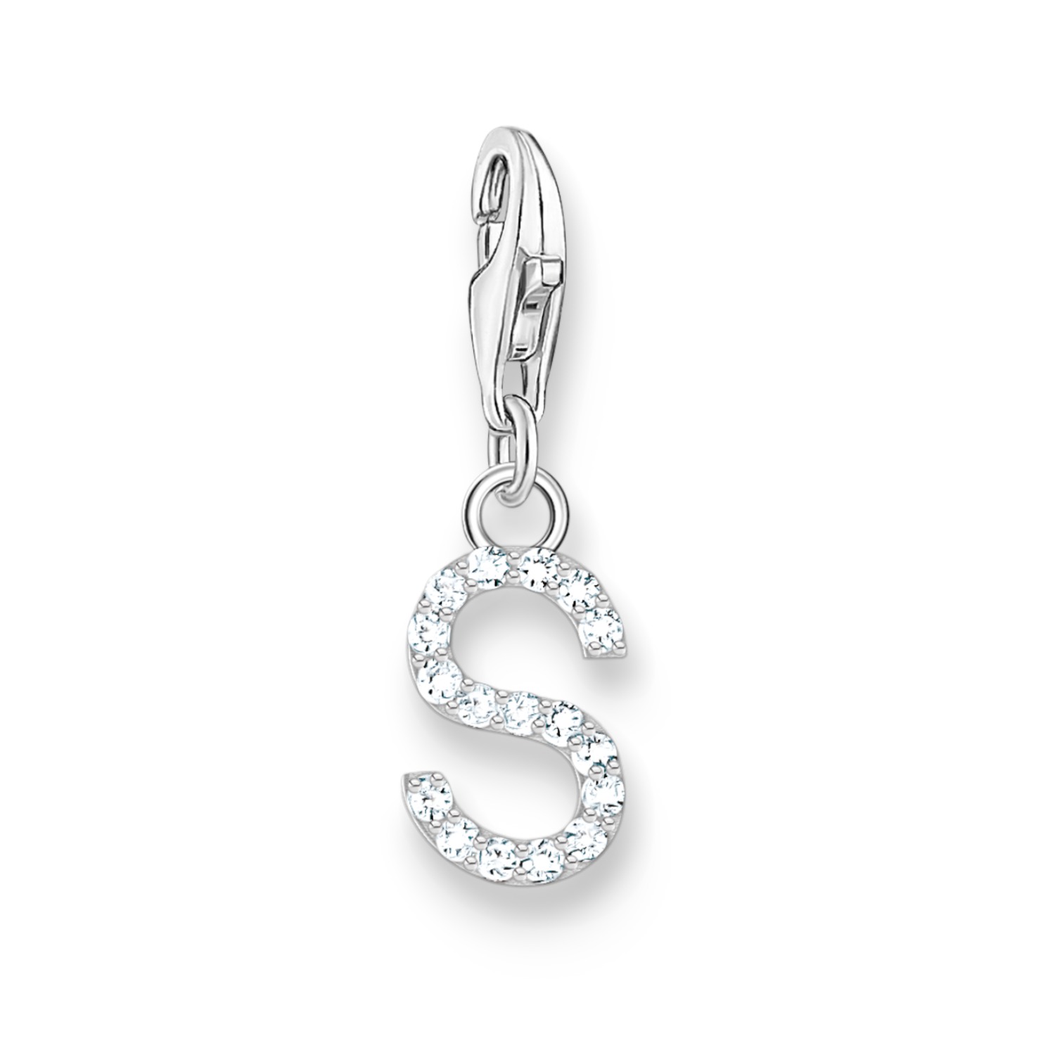 Thomas Sabo Charm-Anhänger Buchstabe S, 925 Silber, Zirkonia, Damen, silber