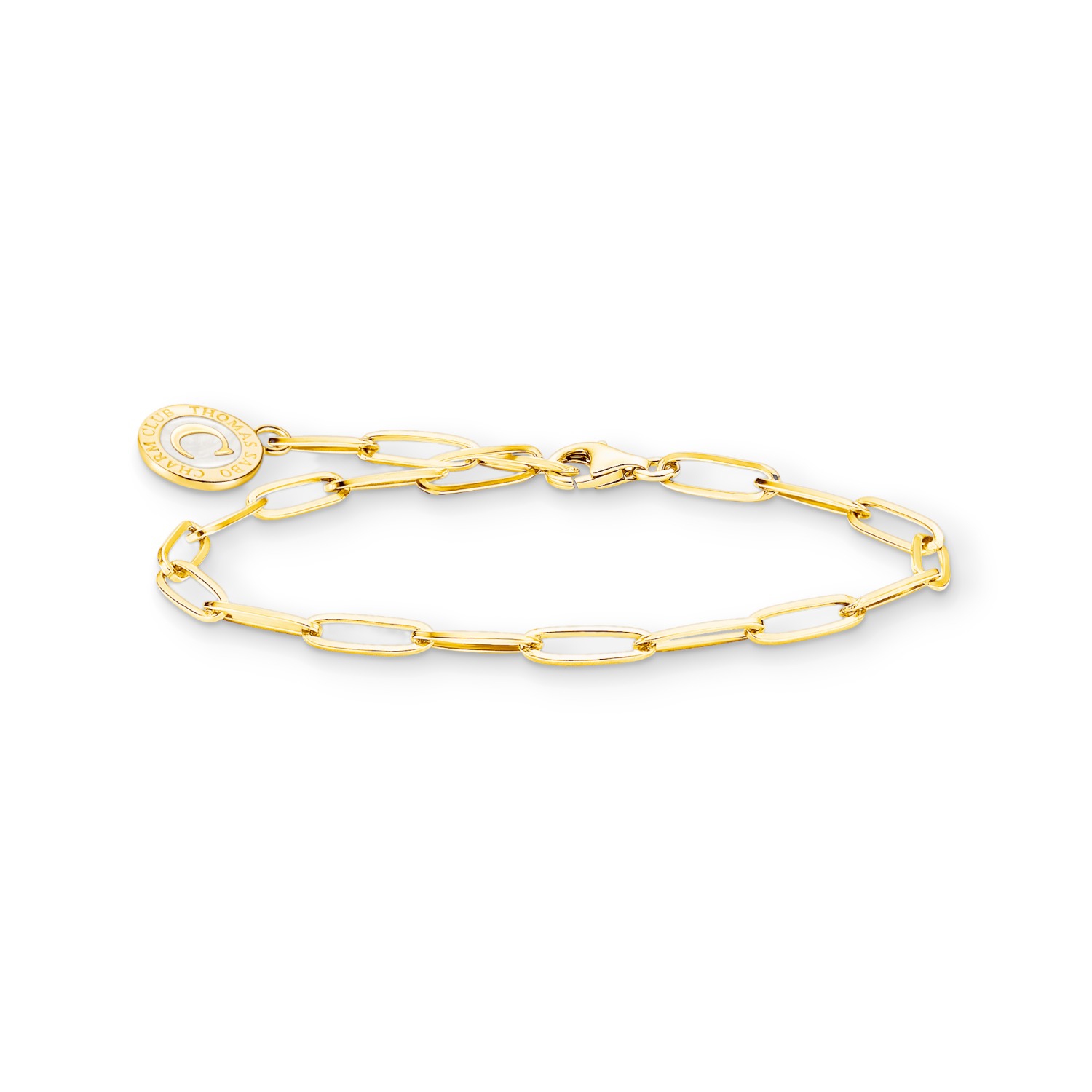 Thomas Sabo Charmarmband vergoldet, Damen, Silber 925, 17cm, gold/weiß