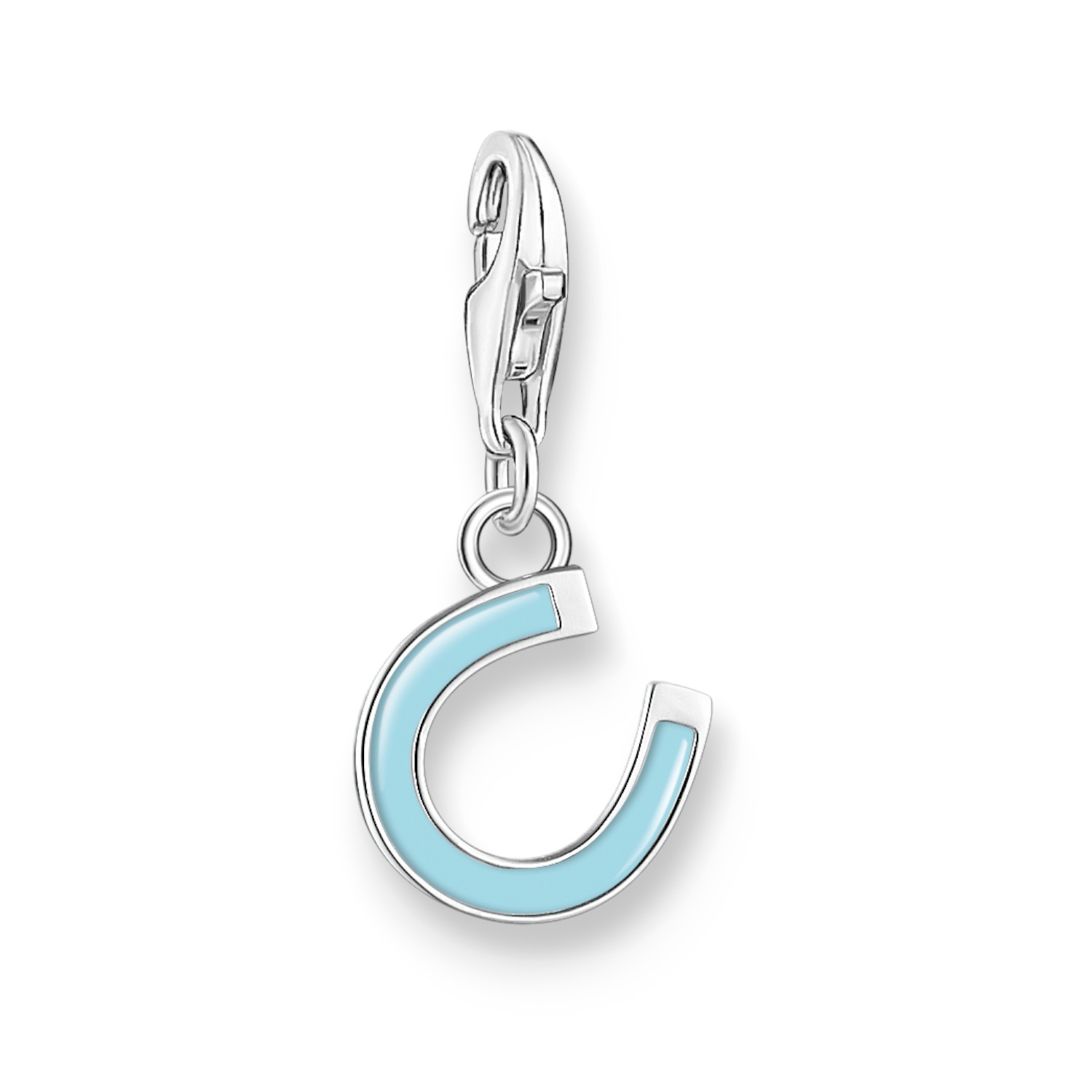 Thomas Sabo Charm-Anhänger Hufeisen 925 Silber, blau, 9mm für Damen und Kinder