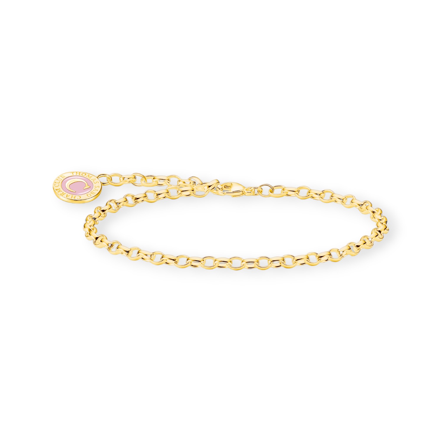Thomas Sabo Damen Charmarmband 925 Silber vergoldet, 19cm, rosa Details