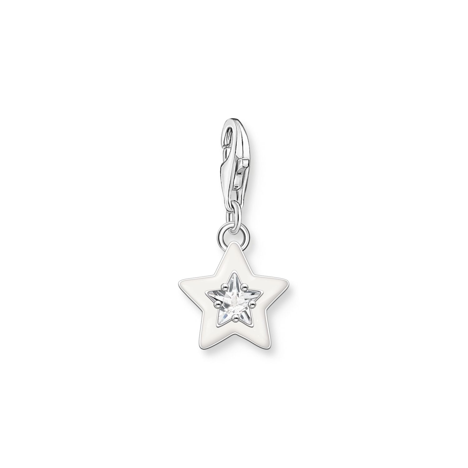 Thomas Sabo Charm-Anhänger Stern, Damen, 925 Silber mit weißen Steinen, 23x12mm