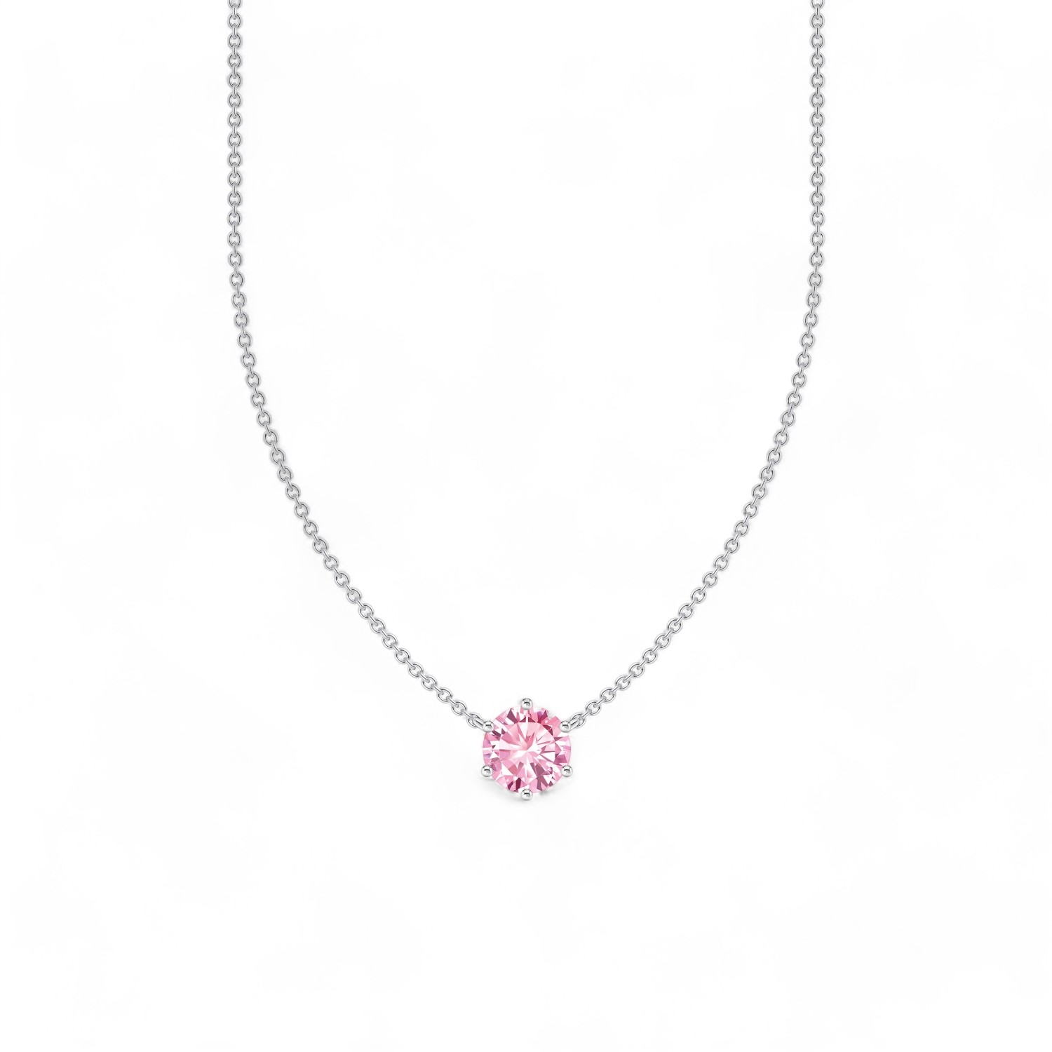 Thomas Sabo Damen Kette 925 Silber, Rosa Zirkonia, Verstellbar 40-45cm