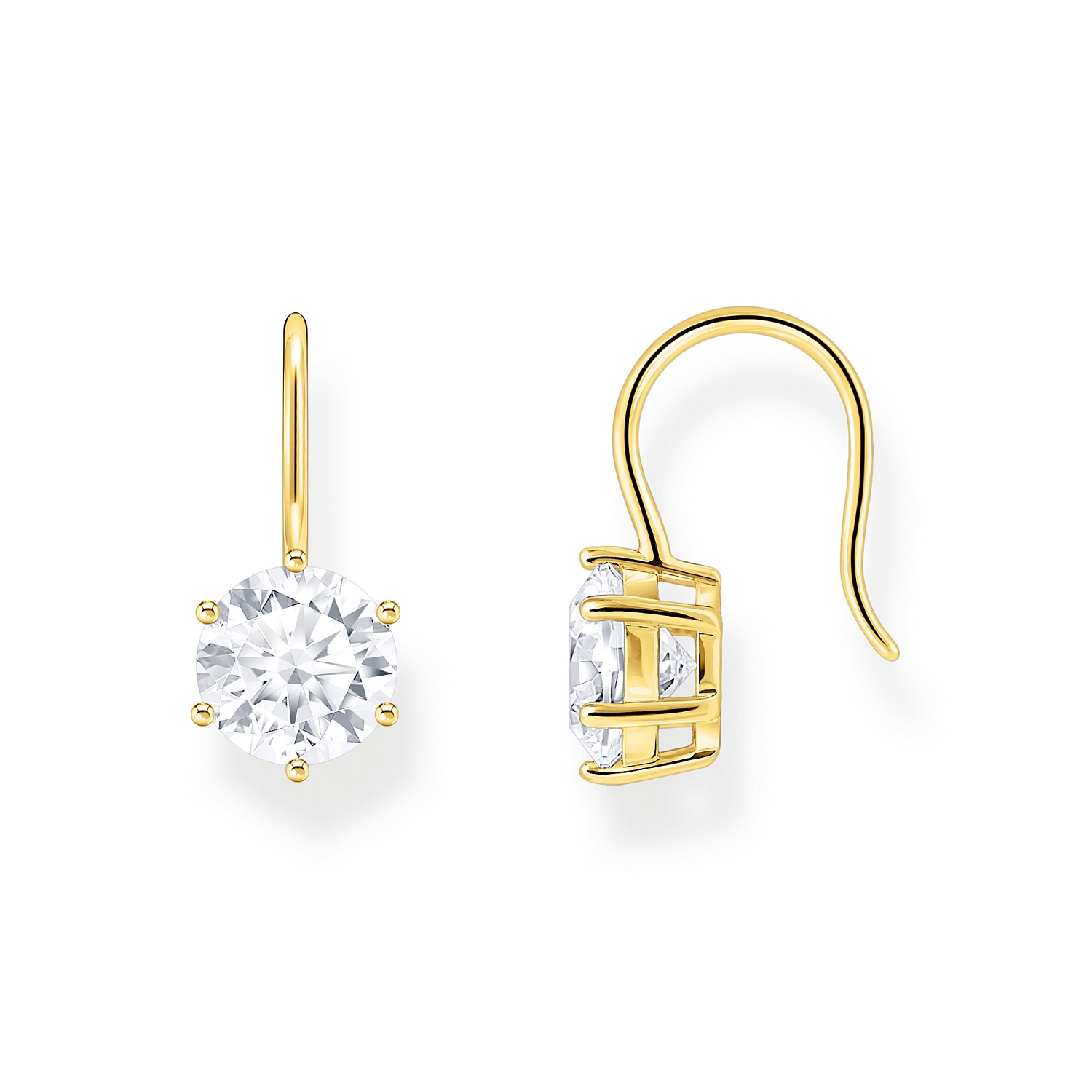 Thomas Sabo Ohrhänger Damen – 925 Silber gelbgoldfarben vergoldet mit rundem Zirkonia