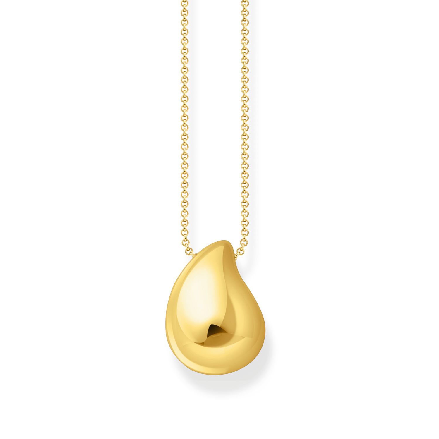 Thomas Sabo Damen Kette mit Anhänger, 925er vergoldetes Silber, Tropfenform, 45-50 cm