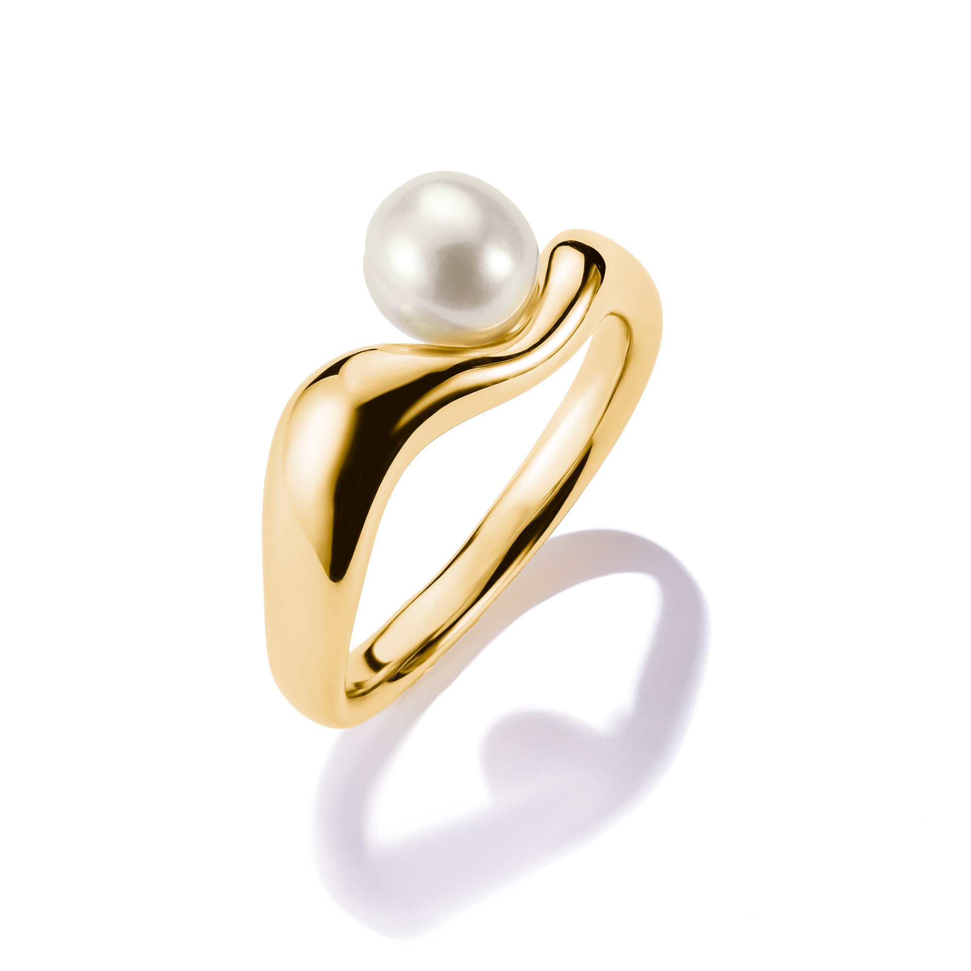 Ring mit Perle, organische Form