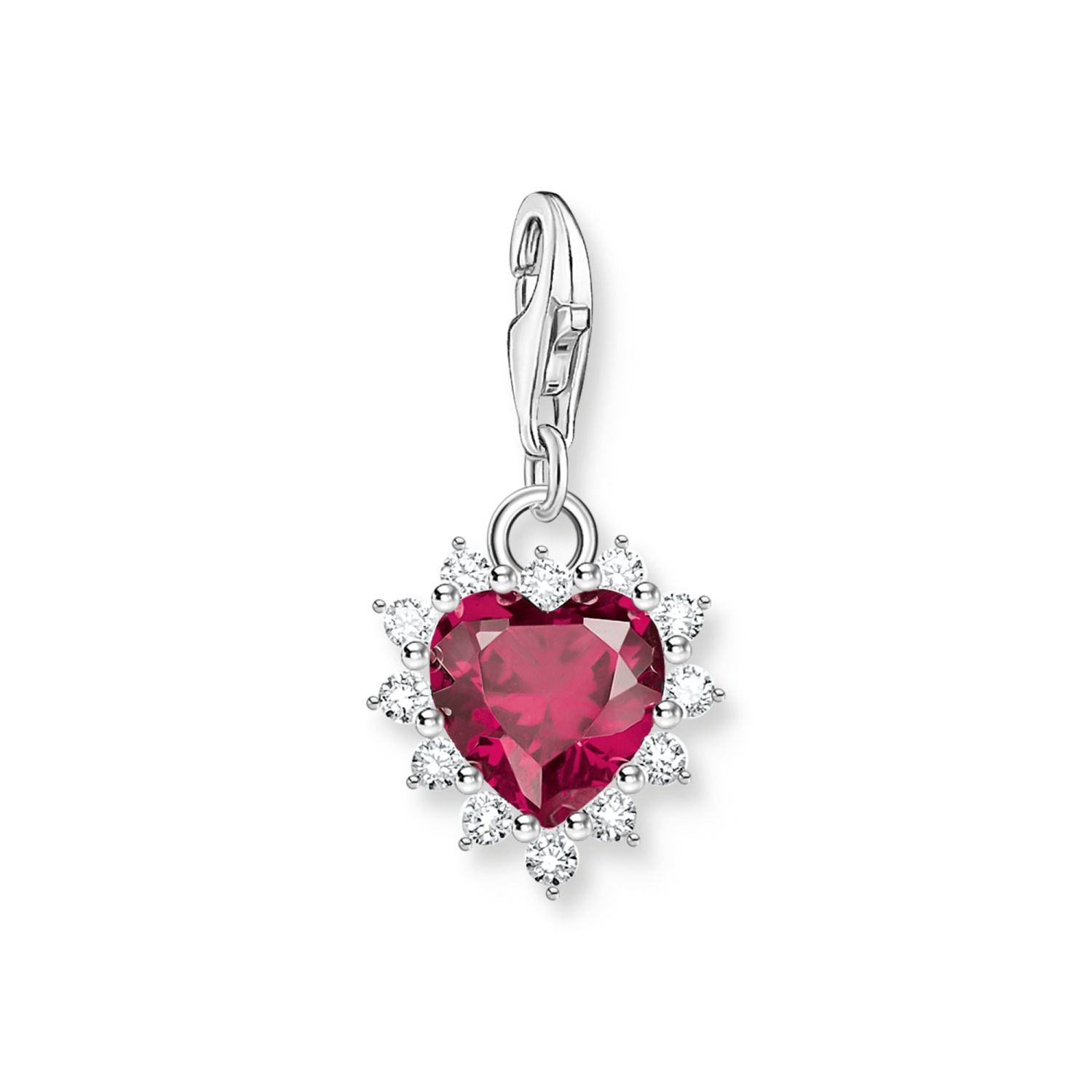 Charm-Anhänger Herz mit rotem Stein