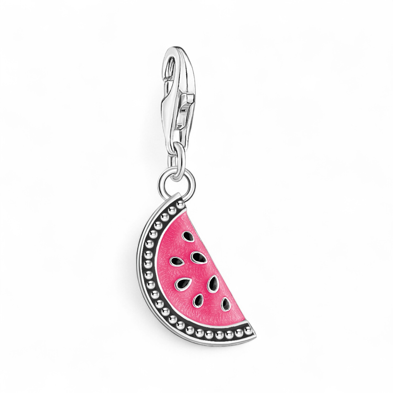 Thomas Sabo Damen Charm Anhänger Wassermelone, 925 Silber, grün/rosa, 7x26mm