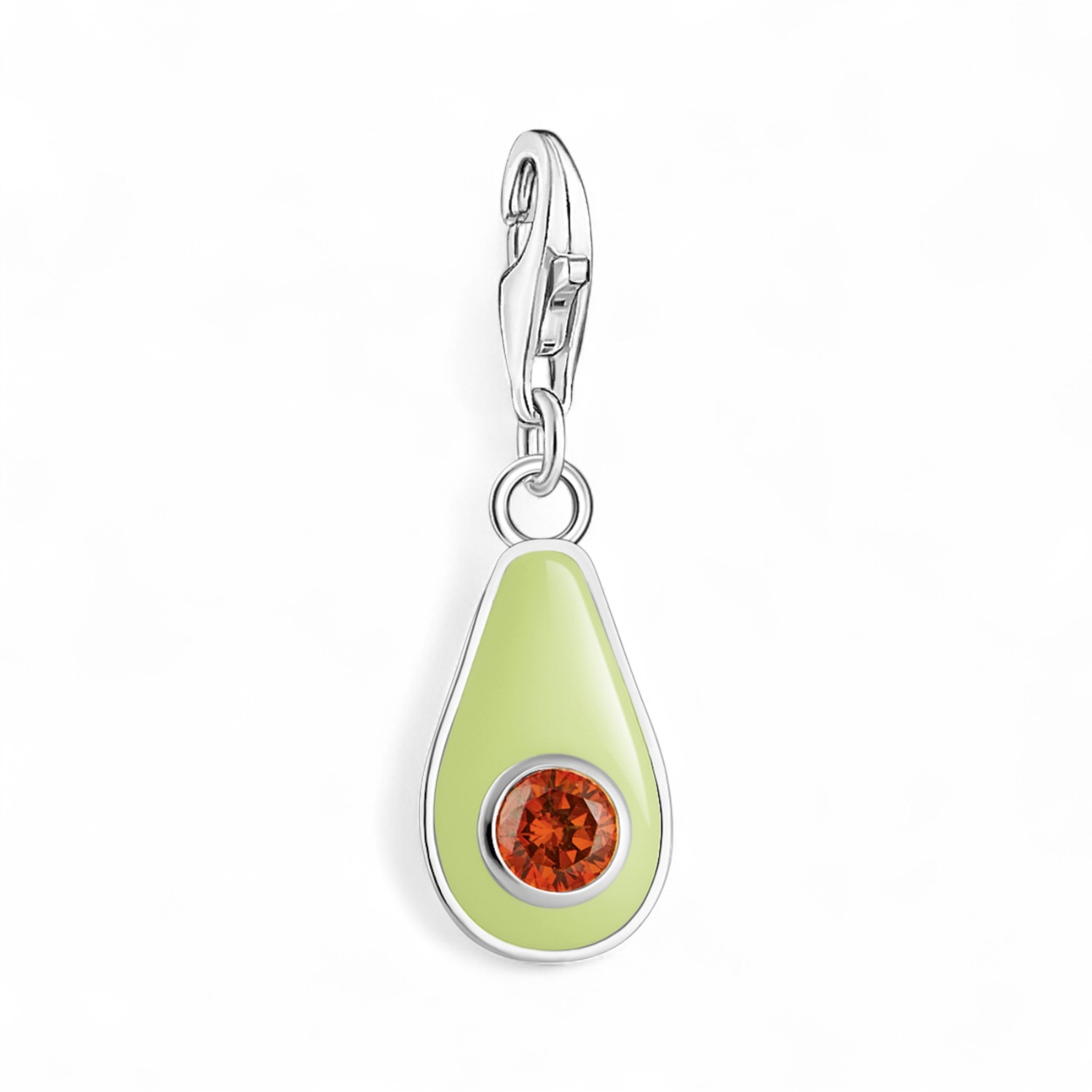 Thomas Sabo Charm Anhänger Avocado, Damen, 925 Silber, Zirkonia, grün/braun