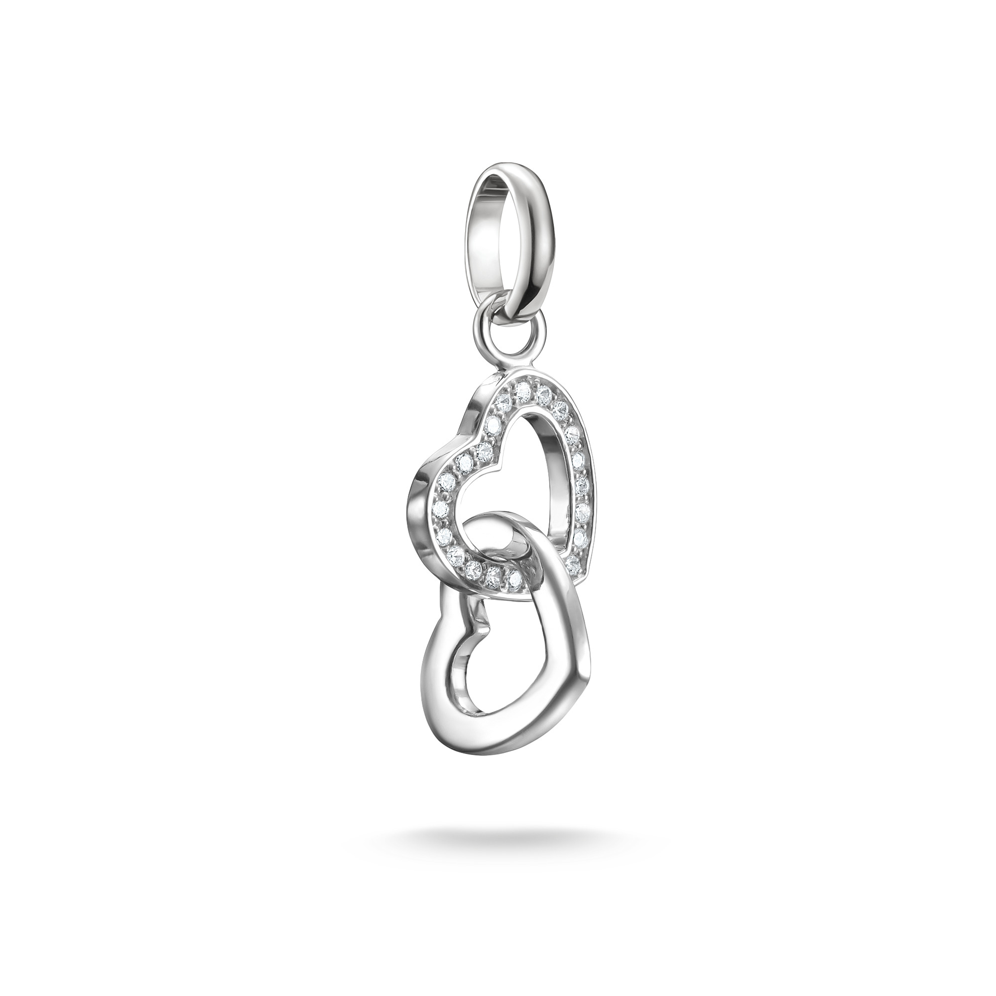 Thomas Sabo Charm-Anhänger Verschlungene Herzen, 925er Silber, Zirkonia, 23x9,5mm