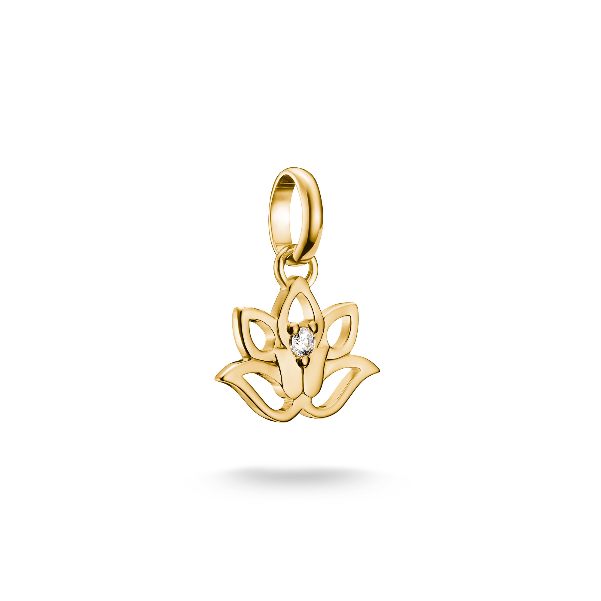 Thomas Sabo Lotusblüte Charm-Anhänger, 925 Silber vergoldet, Zirkonia, 17x13,5mm