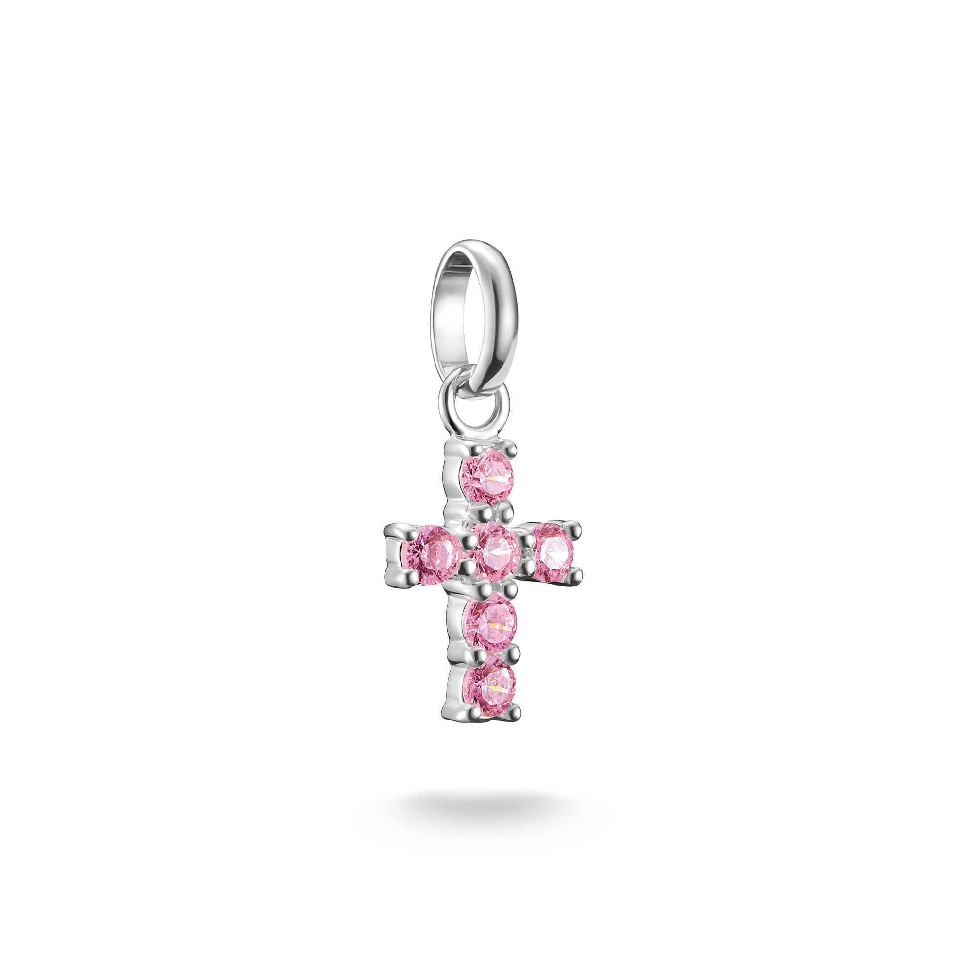 Thomas Sabo Charm-Anhänger Kreuz, 925 Silber mit pinken Zirkonia, 20x9mm
