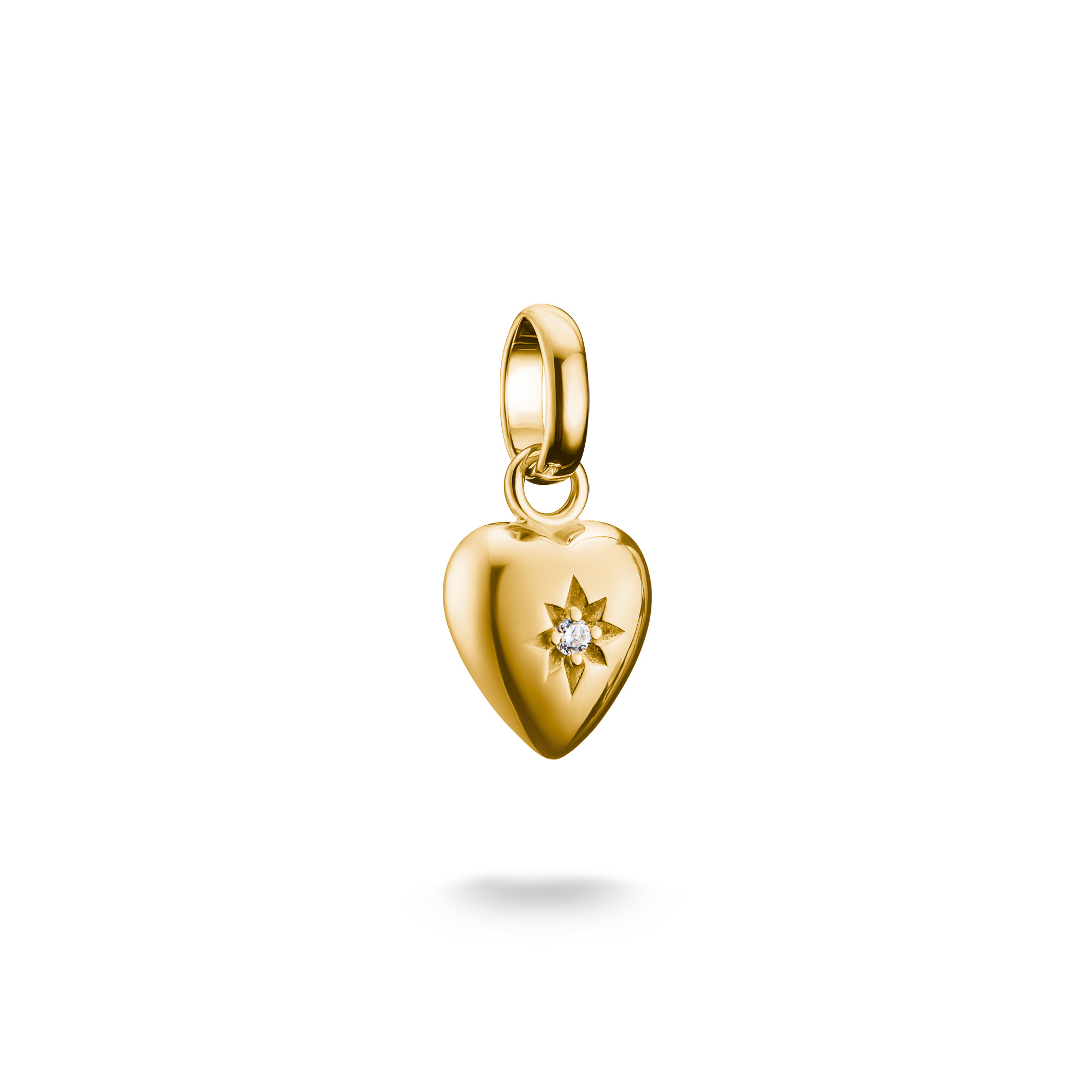 Thomas Sabo Charm-Anhänger Herz mit Stern, 925 Silber vergoldet, Zirkonia, 15,5x9mm
