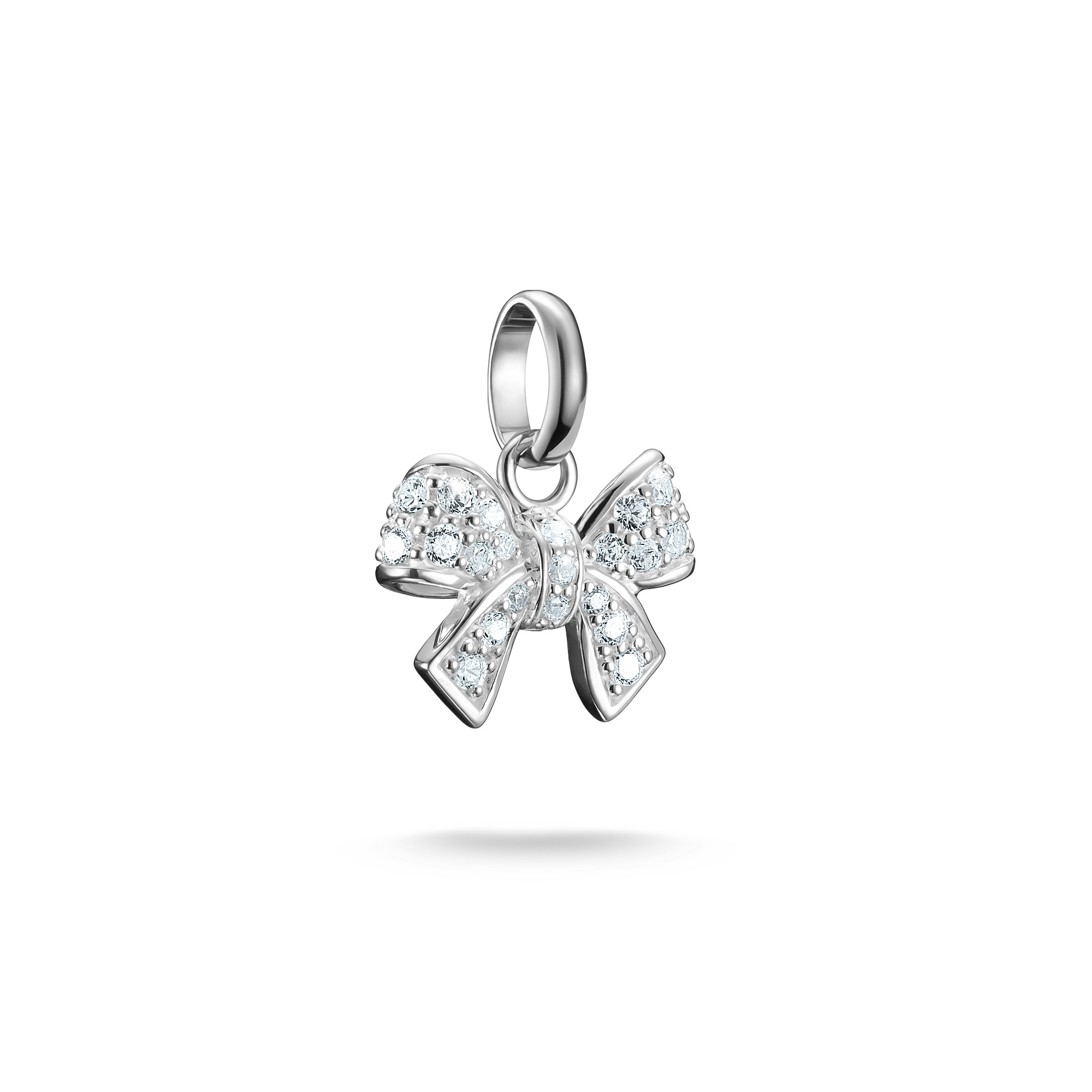 Thomas Sabo Charm-Anhänger Schleife, 925 Silber mit Zirkonia, 16,5x14,5mm, silber