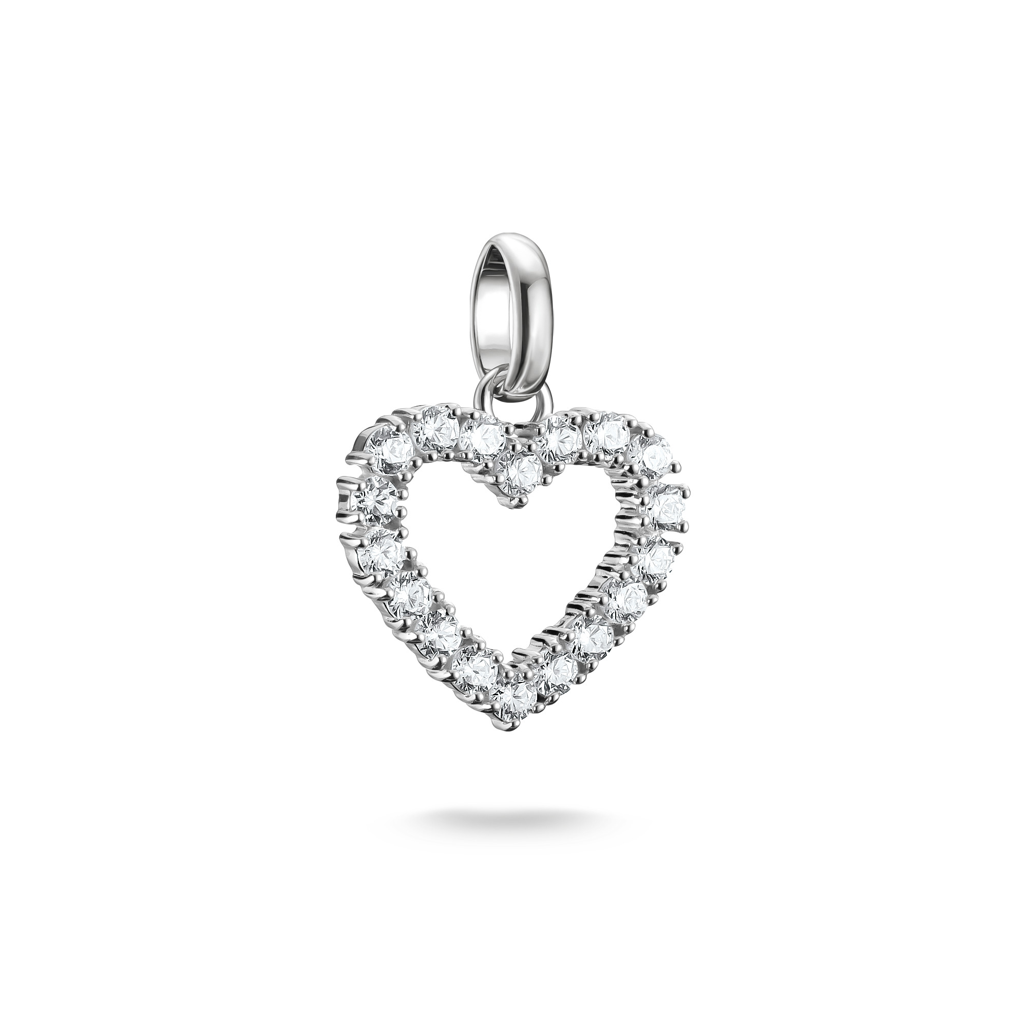 Thomas Sabo Charm-Anhänger Herz, 925 Silber mit Zirkonia, 20x15mm, silberfarben