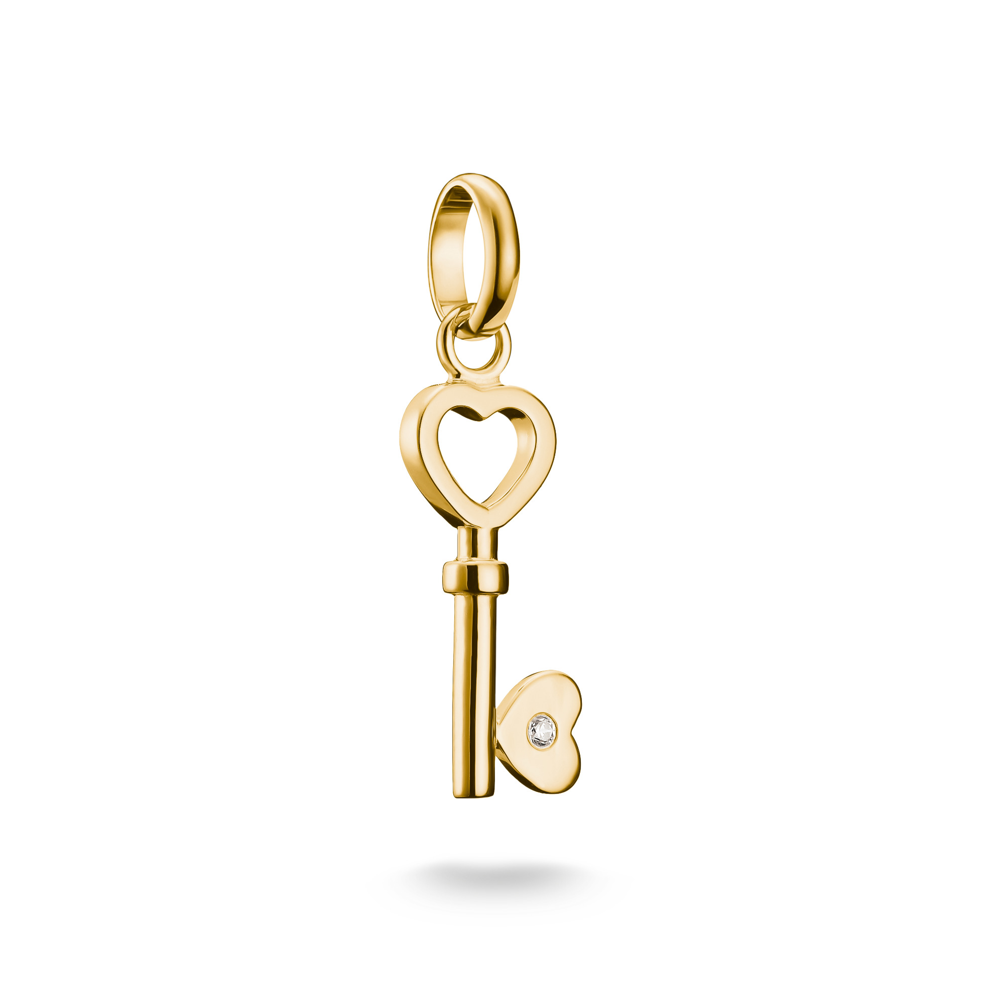 Thomas Sabo Charm-Anhänger Liebesschlüssel, 925 Silber vergoldet, Zirkonia, 26x7mm