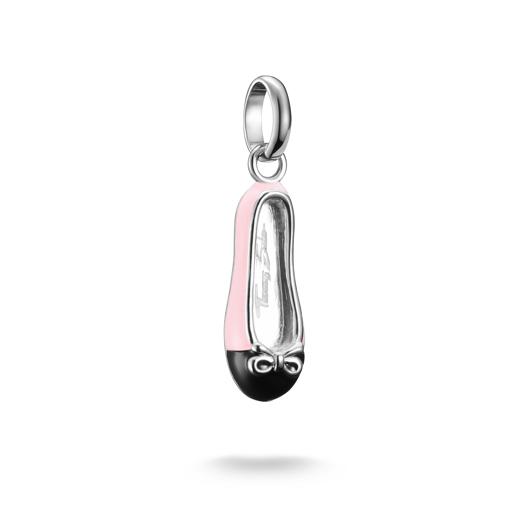 Thomas Sabo Charm-Anhänger Ballerina, 925 Silber, Rosa & Schwarz, 26x6,5mm
