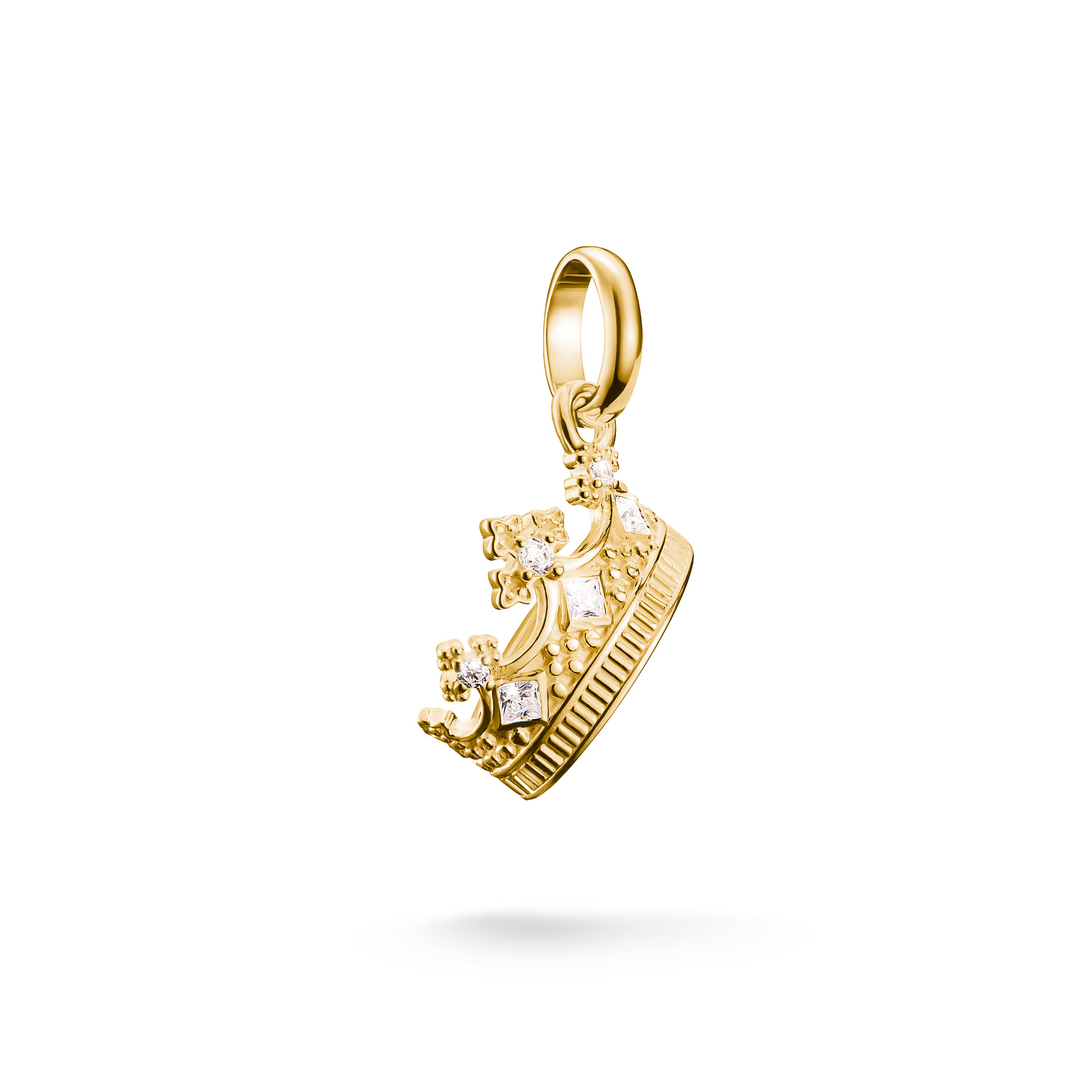 Thomas Sabo Charm-Anhänger Krone, vergoldet, 925 Silber, Zirkonia, 19,5x13mm